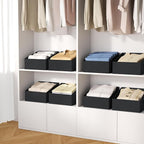 DIMJ Closet Storage Bins 12 Pack - Fabric Storage Baskets for Shelves, Collapsible Clothes Organizer with Handles, Trapezoid Shelf Organization Storage Cubes for Purse, Toys, Books, Towel, Clothes