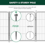 FXW Garden Fence Outdoor for The Yard – 32in(H) x 18.2ft(L) Heavy Duty Metal Animal Barrier for Dog and Rabbit, Decorative Dog Fence, 8 Panels, Silver