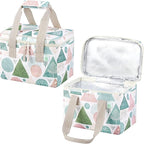VENO 2 Pack Christmas Insulated Lunch Bag, Heavy Duty Insulated Grocery Bags, Small Cooler with Water-Resistant PP Exterior for Work, Picnic, Travel, Easy-Clean (Pastel Forest, 2 Pack)