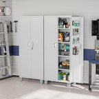 VINGLI 72'' Tall Garage Storage Cabinet, Metal Storage Cabinet with Pegboards, Wheels, Locking Doors and Adjustable Shelves (Gray, 32''W x 16''D x 72''H)