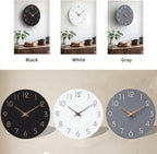 Mosewa Wall Clock 14 Inch Gray Battery Operated Silent Non Ticking Simple Modern Wood Clock Decorative for Bedroom Living Room Kitchen Home Office