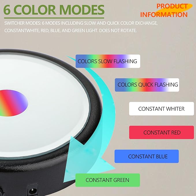 ZEERSHEE 3.8*0.9inch LED Light Base for 3D Crystal Glass Art 6 Lighting Mode Color Change Lighted Up Round Display Stand (Mirrored Flat)