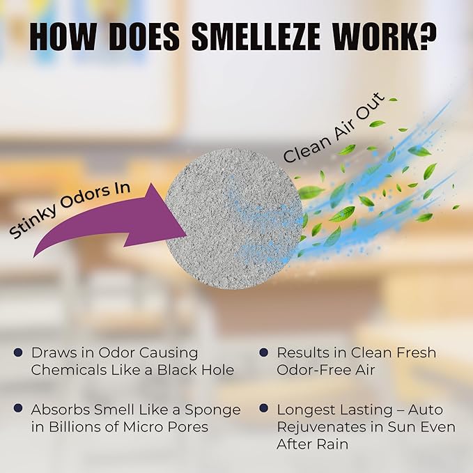 Smelleze Natural Vomit Odor Eliminator - Vomit Clean Up Absorbent Powder for Schools, Planes, Cars, Homes, Child Care, Medical & Other Facilities, 2 lb. Powder