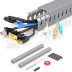 Open Slot Wire Duct Kit, 31.4"(2 x 15.7) Server Rack Cable Management, Cable Management Raceway for Hide Network HDMI VGA Cable, Wiring Raceway Cable Duct, Desk Wire Channel, 2 Pack, Grey