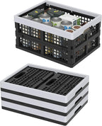 15L Plastic Collapsible Storage Crates, Folding Crates Storage Basket, Pack of 4, Black