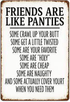 Funny Friendship Quote Metal Sign 8x12 - Humorous Bathroom Wall Art - Vintage White Iron Tin Sign for Bar, Home, Man Cave Decor - Unique Gift for Women & Friends (Friends)