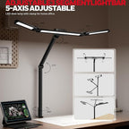 Honeywell HJ3 Wide LED Desk Lamp with Clamp, 22W Full-Spectrum Eye-Caring Light Bar, 4 Modes, Stepless Dimming, Adjustable Arm for Home Office, Large Desks & Dual Monitors