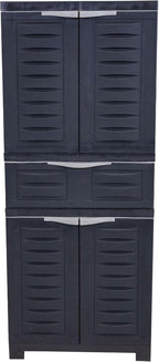 Sunnydaze Plastic Garage Storage Cabinet with 2 Adjustable Shelves - 57" H - Garage, Office, Home, Laundry Room - Charcoal
