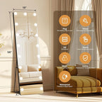 Kosmonia 56x18 Hollywood Full Length Mirror with Light, 17 Dimmable Bulbs & 3 Color Smart Touch Control, Distortion Free, Tempered Glass & Shatter Proof Film, Safe Full Body Mirrors with Stand