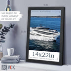 VCK 14x22 Picture Frame Set of 5, Black Solid Wood Poster Frames, Textured Exclusive Wall Gallery Frame