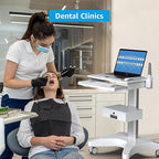 Medical Trolley Cart with Laptop Tray and Oral Scanner Holder, Mobile Workstation on Wheels with a Drawer for Hospital Dental Clinics Beauty Salons (OC-3)