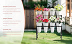 Zhongma Flower Bar Stand Display shelf with White Buckets for Fresh and Diy flowers Bouquet Rack Organizer Heavy Duty Flower Bucket Stand with Wheels