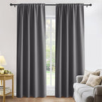 PONY DANCE Blackout Curtains for Bedroom 96 inches Long 2 Panels Set, Thermal Insulated Rod Pocket Black Out Window Drapes, Noise Reducing Window Treatment for Living Room(W52 x L96 inch, Grey)