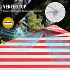 CROWN SHADES 10x10 Pop Up Canopy - Beach Tent with One Push Setup - Easy Outdoor Sun Shade for Events, Parties, Camping - Gazebo with STO-N-Go Cover Bag, Silver Coated Top, Red Strips
