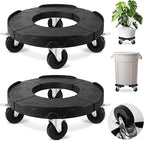 ToLanbbt Trash Can Dollies with 3 in Upgraded Wheels, 15-19 in Adjustable Round Furniture Dollies Heavy Duty 480 LBS Drum Rolling Base Keg Carts for 20, 32, 44, 55 Gallon Garbage Cans, Black, 2 PCS