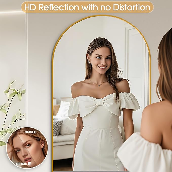76"x34"Floor Mirror Full Length,Arched Full Length Mirror with Stand,Full Body Mirror,Hanging or Large Leaning for Bedroom Living Room Gold