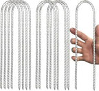 12" Trampoline Stakes Anchors high Wind u Stake for Ground Anchors Heavy Duty Trampoline Anchor Accessories (Silver-8PCS)
