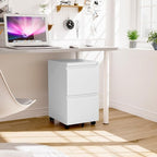 Mobile File Cabinet with Lock, 2 Drawer Under Desk Filing Cabinet with Wheels for Legal/Letter/A4 (Fully Assembled,White)