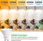 BUBO GU10 LED Bulb 6W Equivalent 50W, 5000K Daylight 650 Lumens, Non-Dimmable GU10 Bulb Replacement for Track Lighting, MR16 LED Bulb for Kitchen, Range Hood, Living Room, Bedroom, 6 Pack