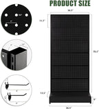Pegboard Display Stand, Gondola Retail Shelving Wall Display for Convenient Grocery Office Supply or Liquor Stores, Single Side Peg Board Panels, Extra 20 Hooks, No Including 4 Shelves