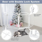 Full Metal Free Standing Dog Gate with Door for Outdoor Indoor,96'' Extra Wide 32'' Tall Dog Gates for Doorways,Large Openings,Decks,Porch,Freestanding Portable Pet Fence(4 Panels,Black)