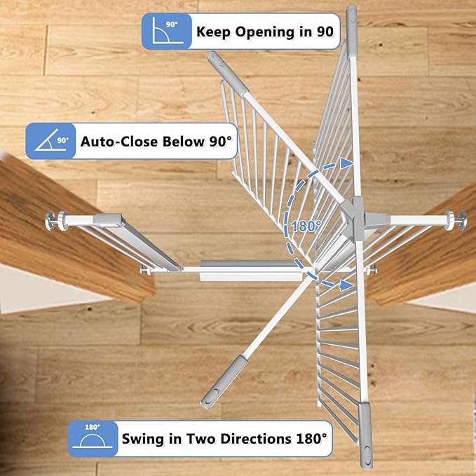60.2"-65.7" Baby Gates Extra Wide, 40.5" Tall Dog Gate Indoor, Walk Through Pet Gates for Doorways Kitchen No Drilling Auto Close Pressure Mounted Safety Child Toddler Gate, White