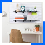 Zonon 24 Pcs 12 Inch Slatwall Shelf Bracket Heavy Duty Slatwall Shelves Display Hooks Hangers Paneling Accessories for Panel Retail Shop Garage Room Storage Organizer Exhibition(Black)