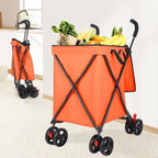 27 Gal/180 LBS Capacity Shopping Cart, Upgrade Huge Grocery Cart on Wheels,Heavy Duty Foldable Utility 360° Rolling Swivel Wheels for Shopping Picnic Groceries Laundry (Orange)
