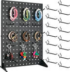 Metal Pegboard Display Stand with 15 Peg Hooks, Tabletop Pegboard Shelf for Craft Shows & Fairs, Retail Stores, Vendors Arts and Crafts Finishing - 17x13 Inch & Black