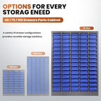 Nut and Bolt Storage Cabinet with ABS Drawer,Steel Small Parts Storage Organizer,36" H X 9" D X26 W Screw Organization for Garage Hardware,Nails,Fastener,Bolts,Nuts,and More (75 ABS Drawers)