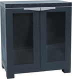 Sunnydaze Storage Cabinet with 2 Acrylic Glass Doors - Plastic Storage Cabinet - 25.5" H - Garage, Office, Home, Laundry Room
