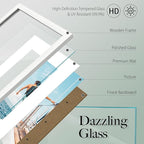 VCK 12x16 Picture Frame 5 Pack - White, High-End Wood Poster Frames with Tempered Glass, Display 8.5x11 Photo with Mat or 12x16 without Mat, Art Gallery-Quality, Wall Hanging, White