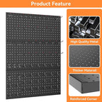 WALMANN Metal Pegboard Panels for Wall Garage Tools Storage Pegboard for Garage, Workbench, Modular Peg Board Tool Organizer Board (Black 12"*24", Pack of 3)