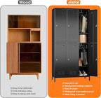 Aobabo Upgraded Metal Storage Locker for Employees, 6 Doors Metal Lockers Cabinet with Lock and Name Card Slot, Industrial Storage with 18 Hooks, for Office Gym, Assembly Required, Black