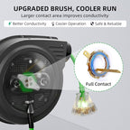 80FT Retractable Extension Cord Reel, 14 AWG/3C SJTOW Heavy Duty Power Cord with Lighted Triple Outlet, 13A Circuit Breaker, 180° Swivel Wall/Ceiling Mount Retractable Cord Reel, ETL Listed, Green