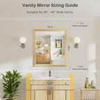 36x32 Inch Bathroom Mirror for Wall, Anti-Rust Oak Wood Grain Metal Framed Bathroom Mirrors for Over Sink,Rectangler Mirrors for Bathroom Vanity, Farmhouse, Bedroom, Living Room, Entryway Decor