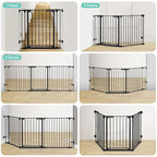 COMOMY 80" Extra Wide Baby Gate, Dog Gate for House Stairs Doorways Fireplace, Auto Close Pet Gate with Door Walk Through, 3 Metal Panels, Hardware Mounted Baby Fence Indoor Outdoor(30" Tall, Black)