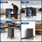 POCHAR 30 Unit Device Laptop Charging Cart for Chromebooks, Tablets, and Laptops for K-12 Education Classrooms, and Libraries, —Open-Back Design, Grounding Protection, Easy Assembly