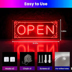 Open Signs for Business, LED Neon Open Sign Lighted Open Lights for Business Window Door Wall Hanging Coffee Snack Bar Restaurant Barbershop Retails Store Shop, USB Power & Dimmab