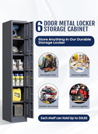 Metal Locker Storage Cabinet with 6 Doors, 71'' Tall Lockable Lockers Storage Cabinet, Employee Lockers with Doors for Utility Closet, Office, School, Gym, School