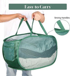 Sturdy Mesh Pop Up Laundry Hamper, Collapsible Laundry Baskets with Side Pocket, Foldable Clothes Hamper with Reinforced Carry Handles for Laundry, Bathroom, Kids Room, Dorm or Travel Emerald