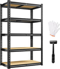 REIBII Storage Shelves 5 Tier Adjustable Garage Shelving Heavy Duty Metal Shelving 2020LBS Metal Shelf 59.8" H Pantry Shelf for Garage Pantry Closet Kitchen Basement 28" W x 12" D x 59.8" H, Black