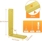 Gold Floating Shelf Bracket 6 Inch, 4 Pack Heavy Duty Shelf Brackets, Wall Shelf Bracket for DIY Decorative with Mounting Hardware