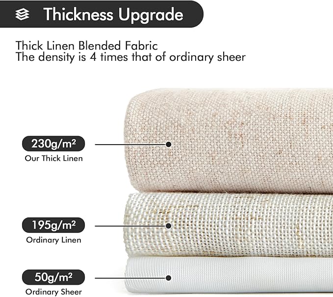 MIULEE Non-See-Through Privacy Linen Curtains 2 Panels, Light Filtering Window Curtains Farn House Textured Back Tab Semi Sheer Drapes for Bedroom Living Room, 52 x 84 Inches Long, Cream