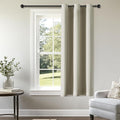 ChrisDowa Small Window Curtains 50 inches Long for Bedroom - Grommet Short Thermal Insulated Room Darkening Curtains for Kitchen (1 Panel, Beige, 29 x 50 Inch)