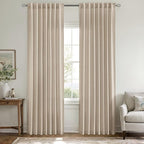 MIULEE Non-See-Through Privacy Linen Curtains 2 Panels, Light Filtering Window Curtains Farnhouse Textured Back Tab Semi Sheer Drapes for Bedroom Living Room, 52 x 72 Inches Long, Taupe