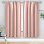 JIUZHEN Blackout Curtains for Bedroom - 60 Inch Wide Thermal Insulated Room Darkening Privacy Soundproof Curtains for Living Room, Set of 2 Panels with Tiebacks, 60 x 63 inches, Blush Pink