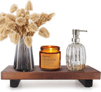 Farmhouse Wooden Bathroom Tray Small Kitchen Countertop Trays Decorative Wood Riser Pedestal Stand Dish Soap Dispenser Holder for Kitchen Counter Bathroom Sink Organizer Accessories Decor Vanity Tray