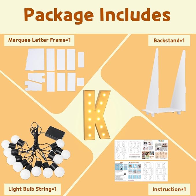 imprsv Light Up Letters, 4FT Marquee Letters for Birthday Wedding Engagement Party Decor, Large Marquee K for Party Decoration Arch Kit Decorations