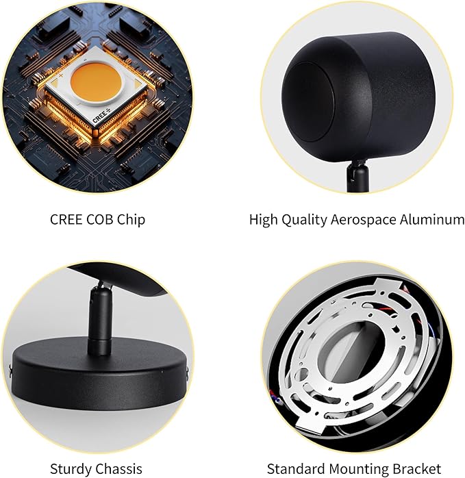 Aisilan 2 Packs Modern Adjustable Wall Sconce Fixture Black LED Warm White Ceiling Spot Wall Light for Hallway Gallery Display Bedside Bedroom 7W 3000K
